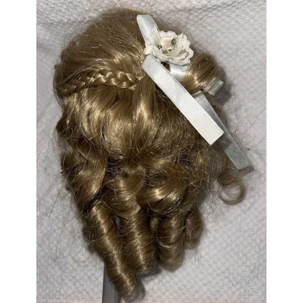Doll Wig SIZE 12-13 BLONDE Wig With  Ringlet Curls And Side Braids